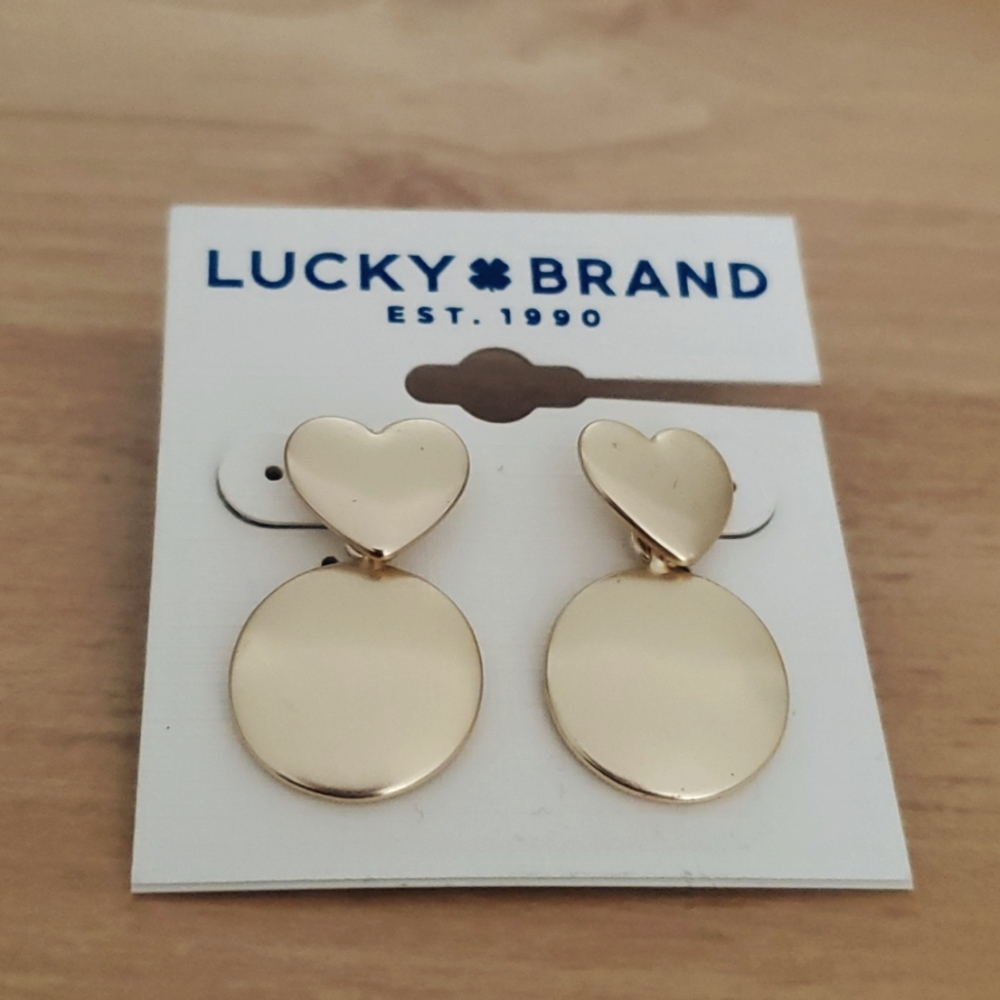 NWT Lucky Brand Heart & Circle Drop Earrings